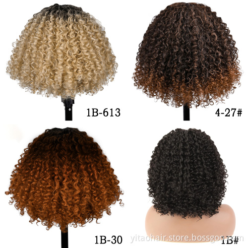 Wholesale Price Nautral Black Kinky curly Bob wigs for black women Synthetic hair  transparent lace curly bob Wigs Vendor